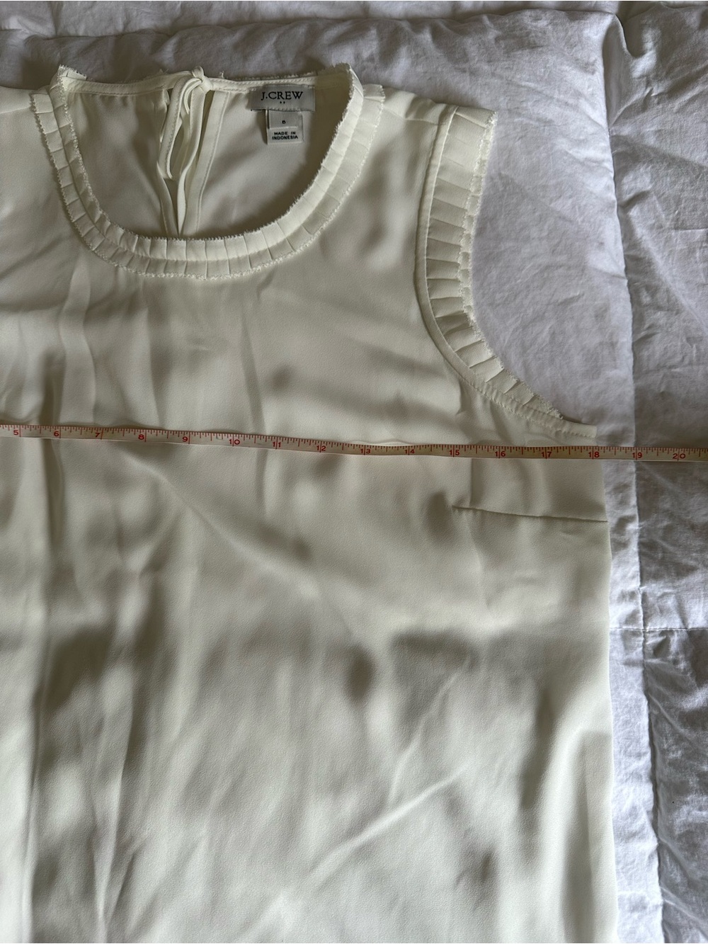 J. Crew Cream Sleeveless Ruffle-Trim Shell - Picture 3 of 4